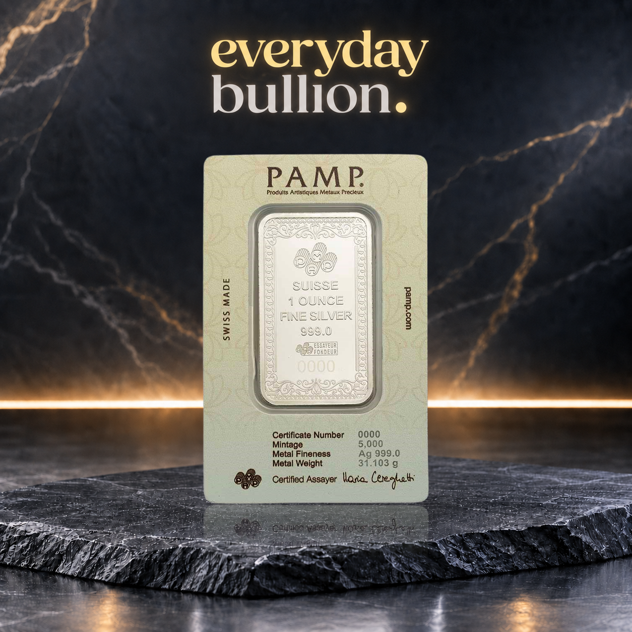 Moses & Batya 2026 1oz .999 Fine Silver Bar in CertiPAMP Assay & Sleeve – PAMP Suisse
