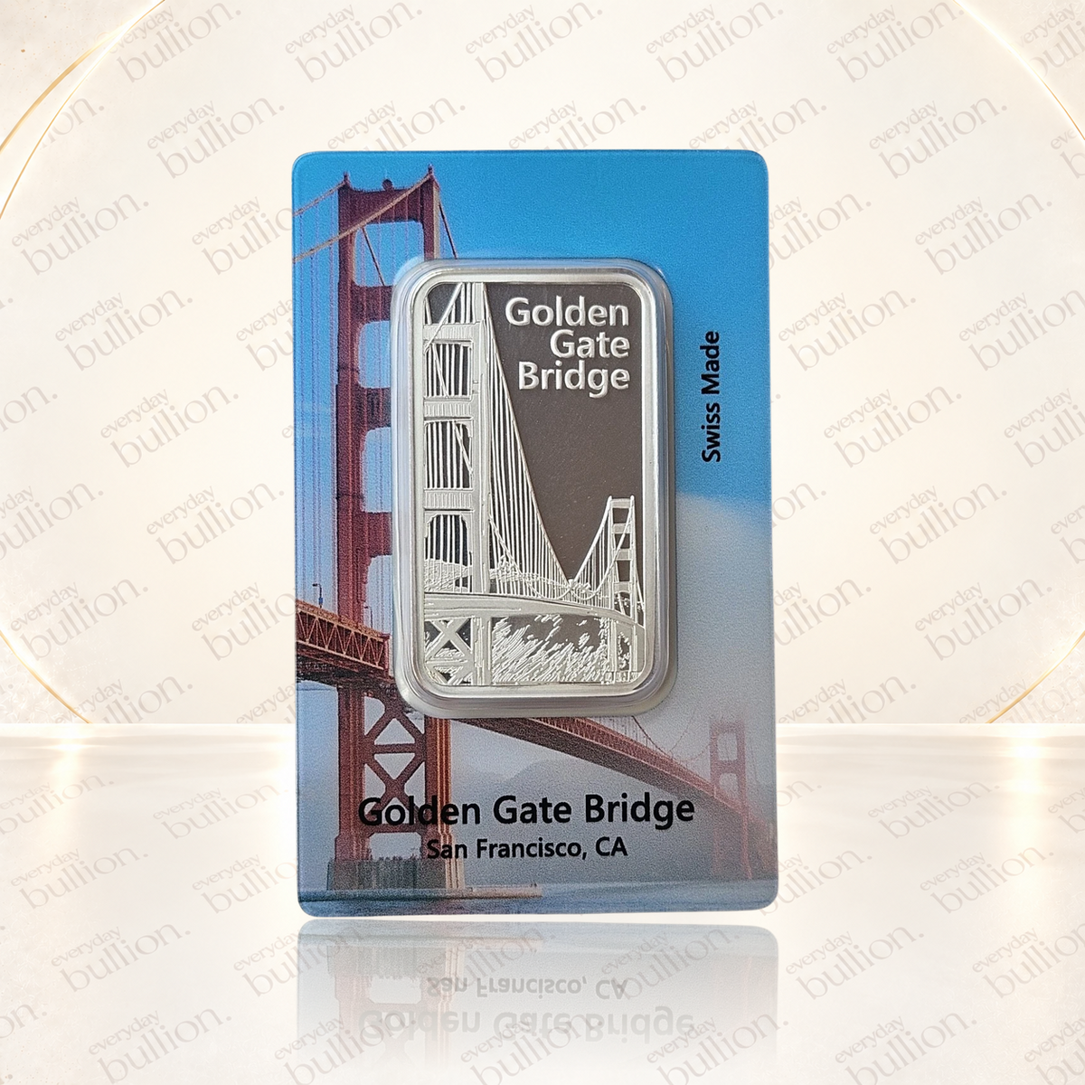 Golden Gate Bridge Historical Landmark 1oz .999 Silver Bar in Assay - Switzerland - PAMP Suisse