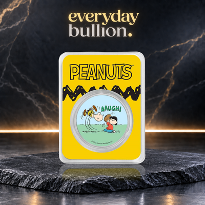 Peanuts® Lucy Pulls the Football 1oz .999 Fine Silver Colourised Round in TEP