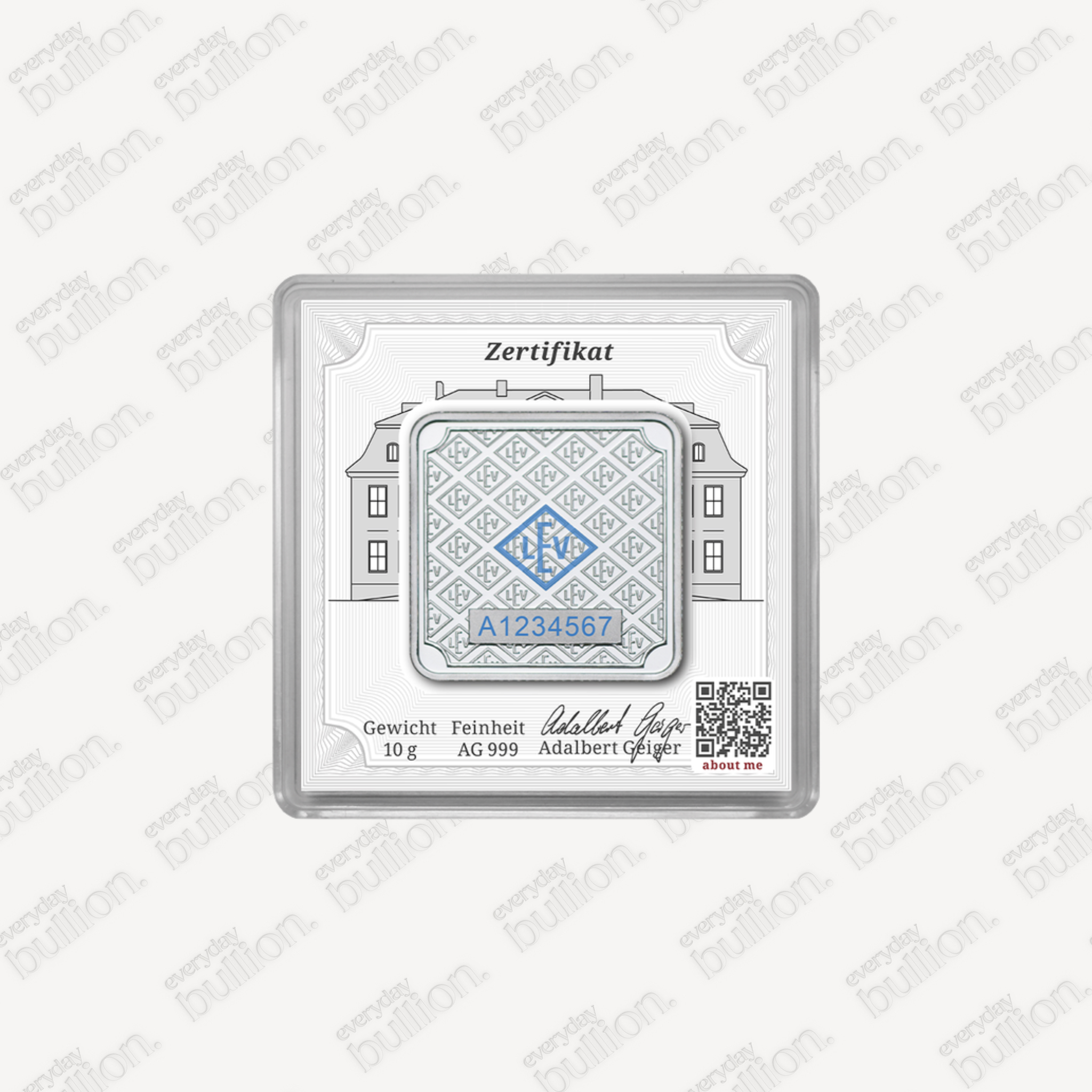Silver Bar Geiger original - 10 g .999 square in capsule