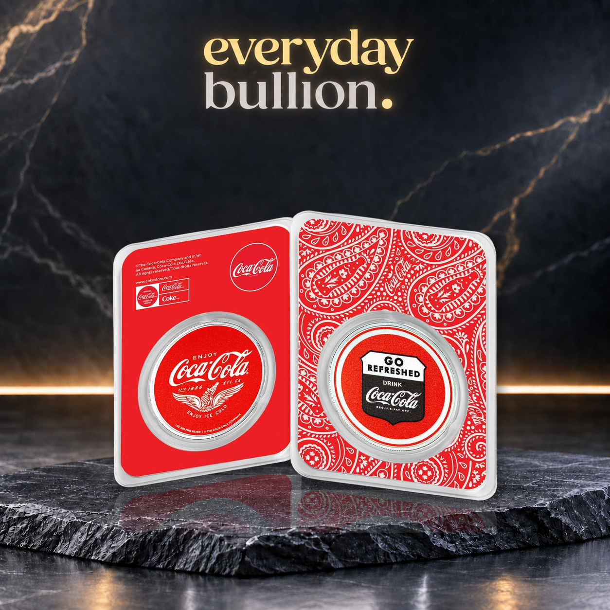 Coca-Cola® Route 66 1oz .999 Fine Silver Colourised Round in TEP
