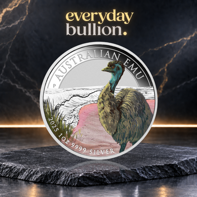 Australian Emu 2025 $1 1oz .9999 Fine Silver Coloured Coin – Perth Mint