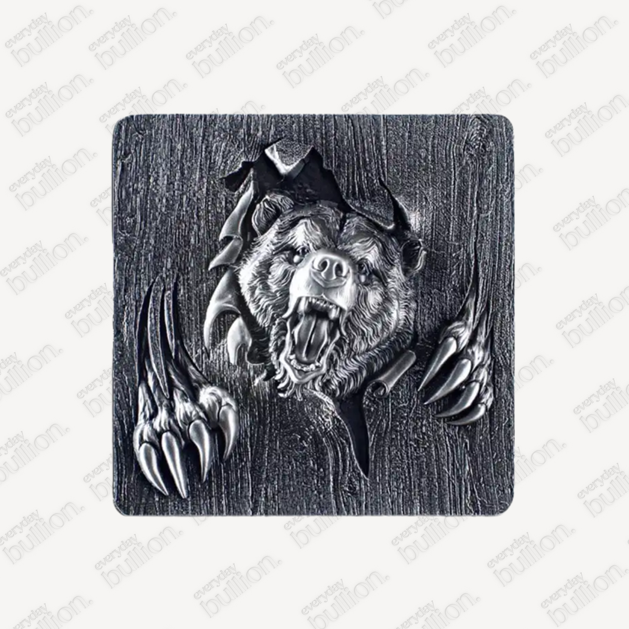 2024 South Korea Furious Beasts Bear Antiqued 2oz Silver Stacker Medal