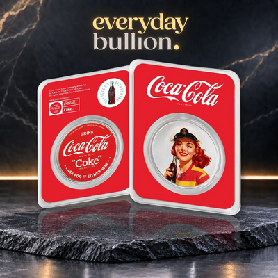 Coca-Cola® Bathing Beauties: Red Head 1oz .999 Fine Silver Colourised Round in TEP