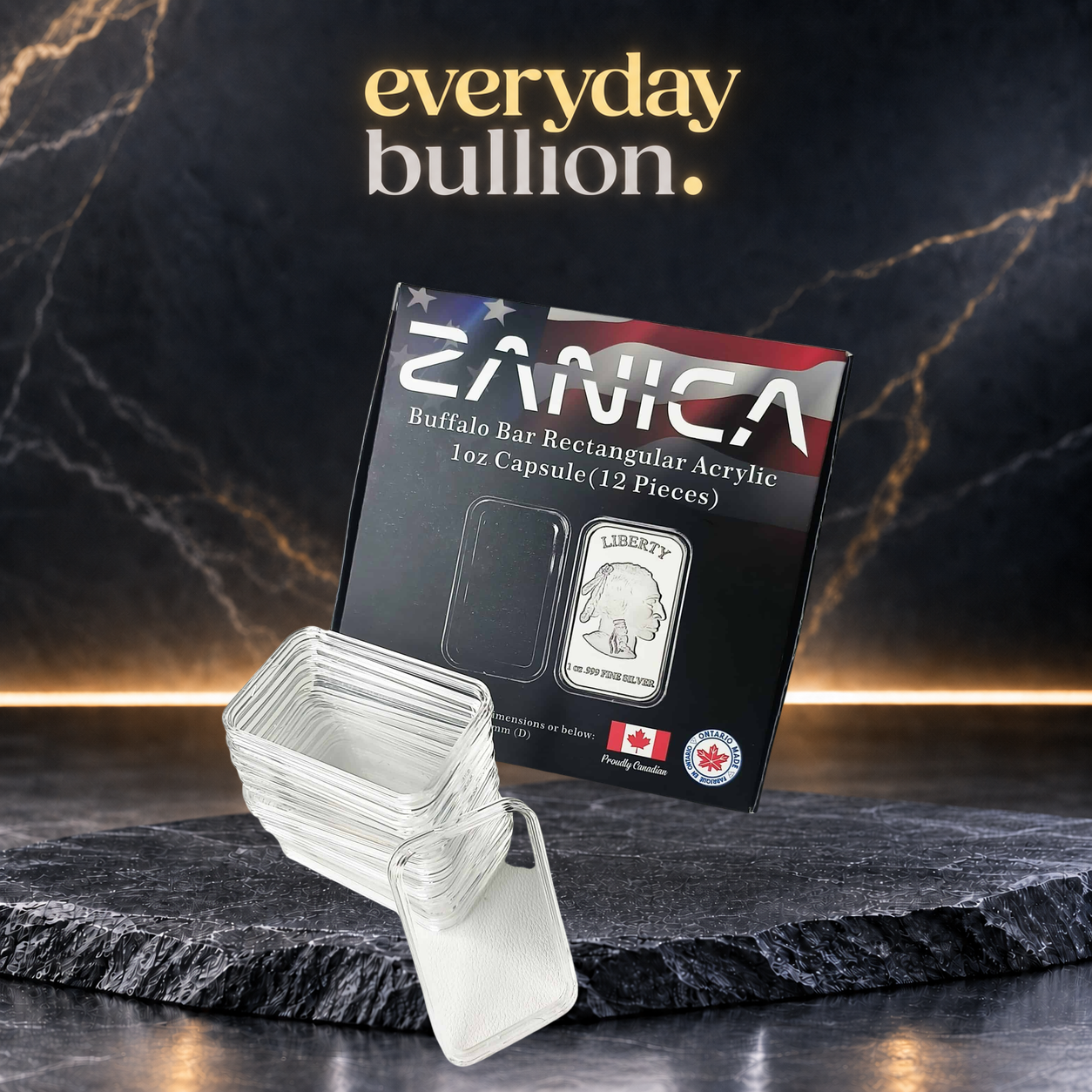Zanica Rectangular 1oz Silver Bar Capsules – 12 Pack
