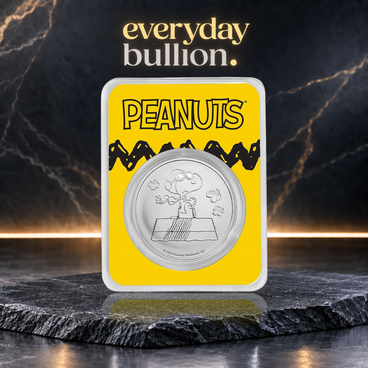 Peanuts® Snoopy Flying Ace 1oz .999 Fine Silver Round in TEP