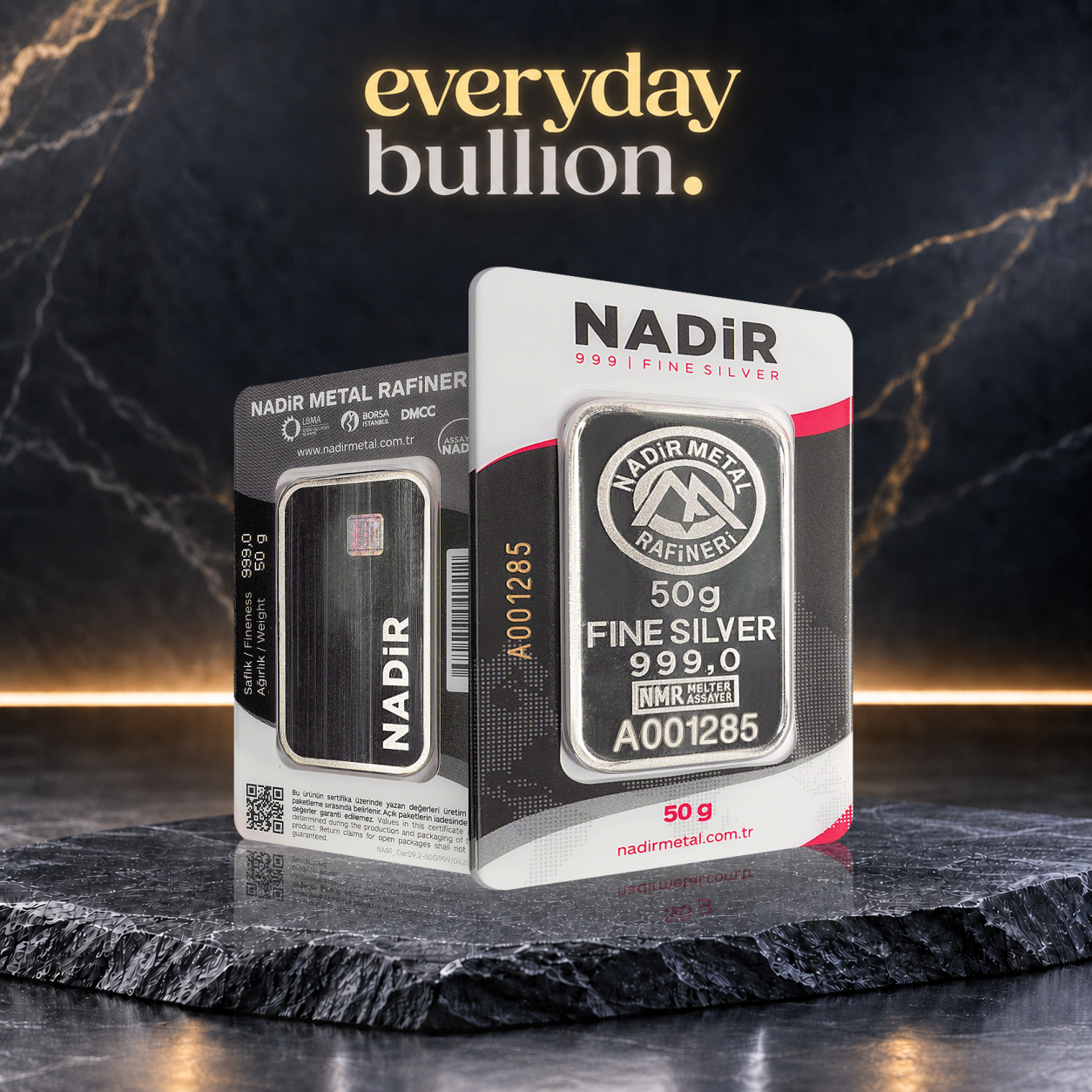 50g .999 Fine Silver Minted Bullion Bar – Nadir Metal Rafineri