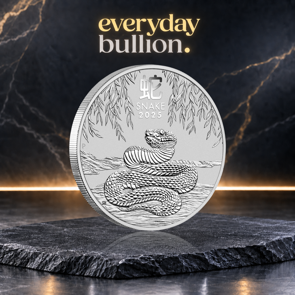 Year of the Snake 2025 2oz .9999 Fine Silver Bullion Coin in Capsule – Perth Mint