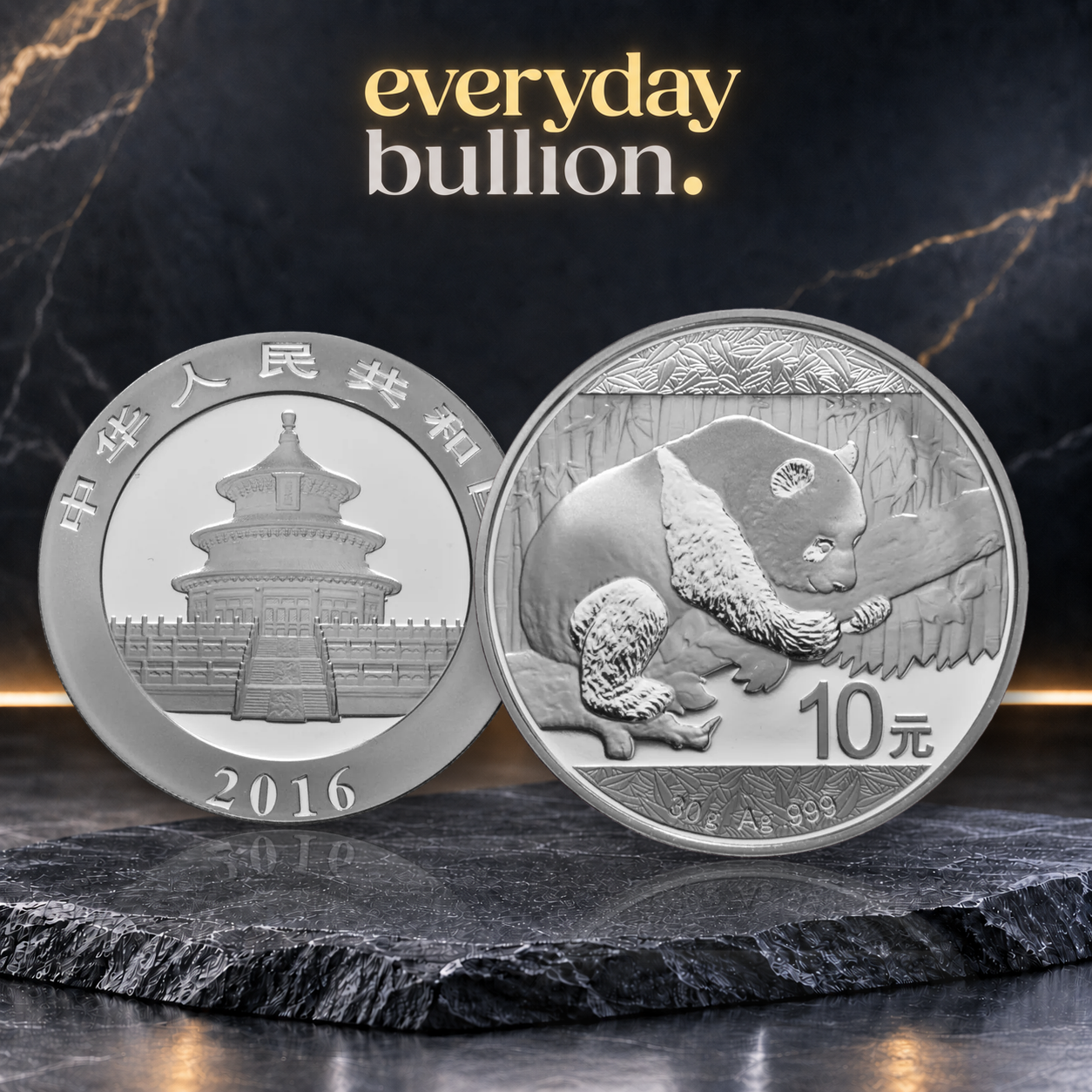 2016 Chinese Silver Panda 10 Yuan 30g .999 Silver Bullion Coin – Shenzhen Guobao Mint