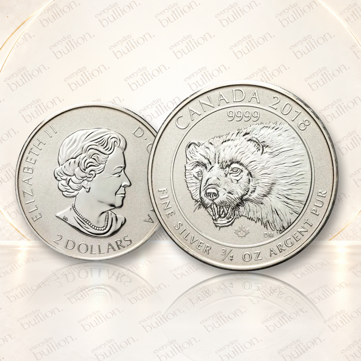 2018 Canadian Wolverine 3/4oz .9999 Silver Reverse Proof Coin – Canada – Royal Canadian Mint