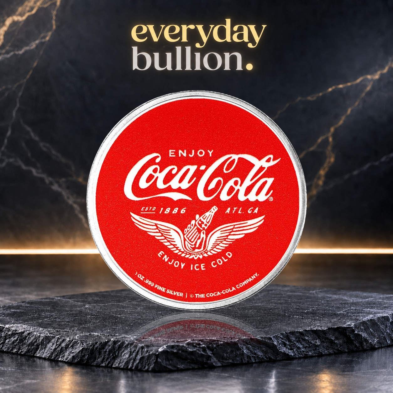 Coca-Cola® Route 66 1oz .999 Fine Silver Colourised Round in TEP