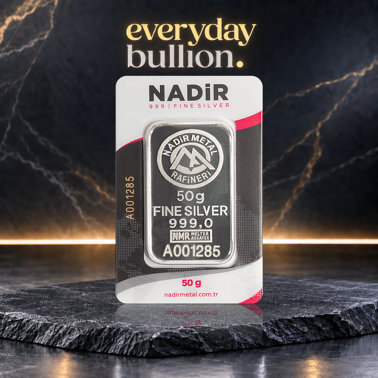 50g .999 Fine Silver Minted Bullion Bar – Nadir Metal Rafineri