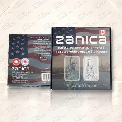 1oz Bar Stackable Acrylic Capsules – Pack of 12 – Canada – Zanica