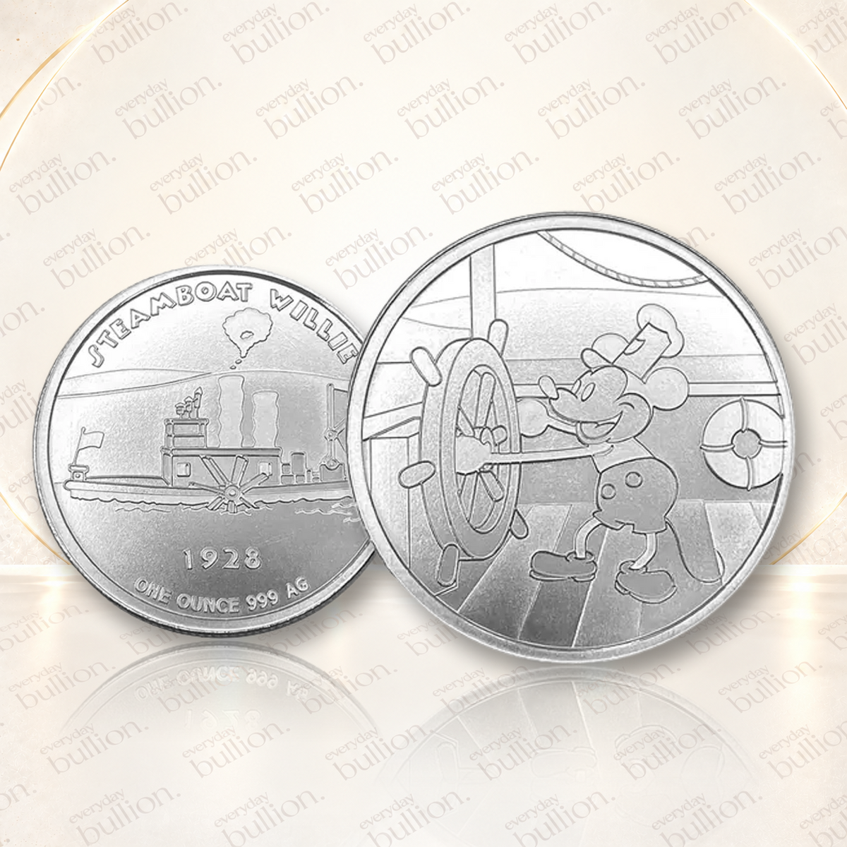 Steamboat Willie Captain 1 oz .999 Fine Silver BU Round - USA - Elemetal