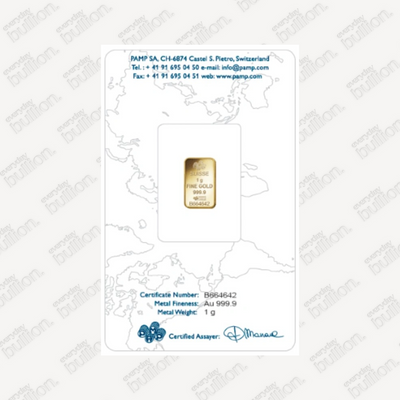 Gold 1g Pamp Rosa Bar in Assay
