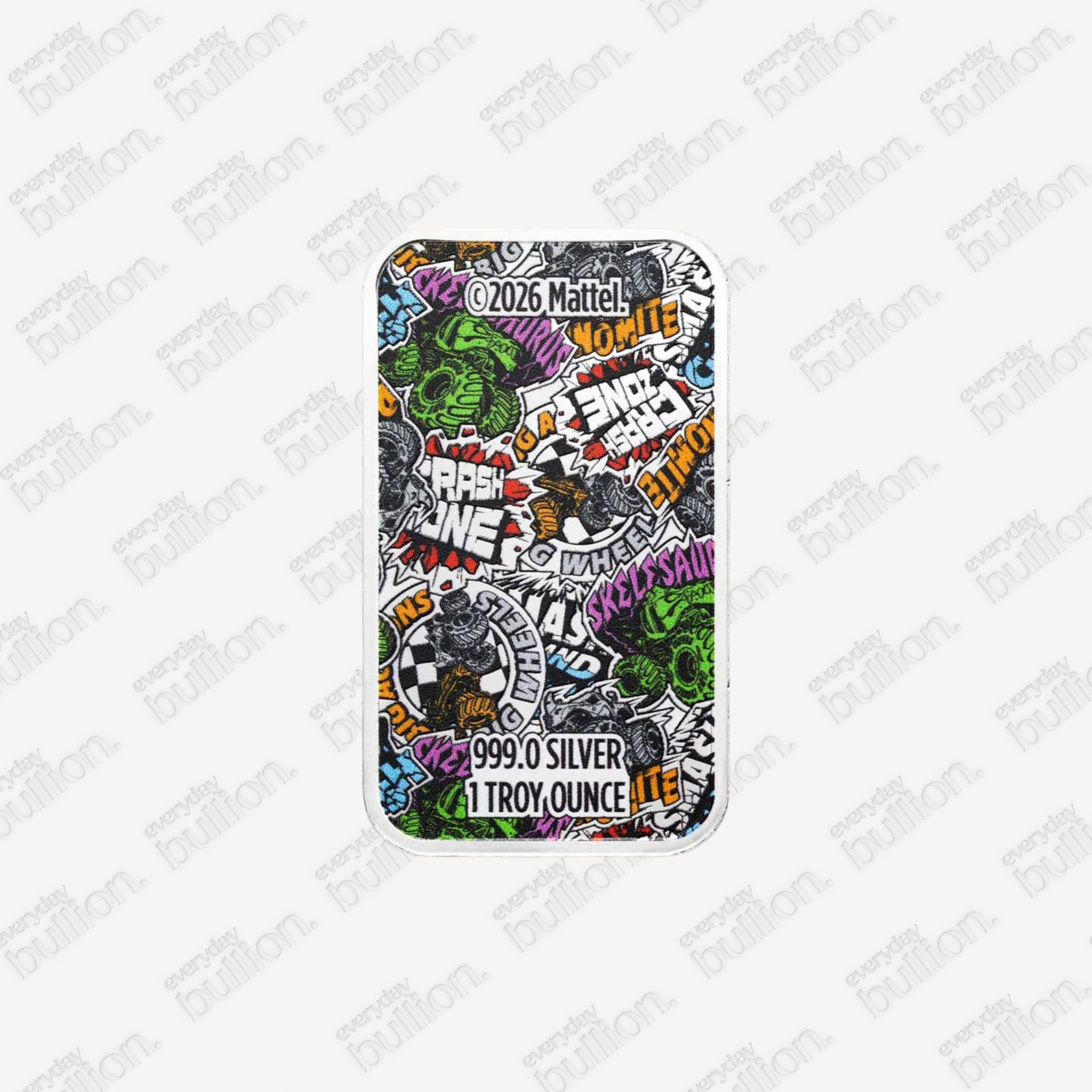 1 oz Silver Hot Wheels™ Monster Truck Colorized Bar (TEP)