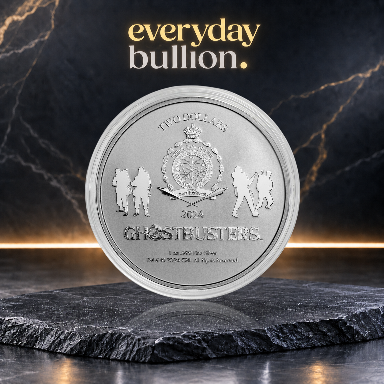 Ghostbusters™ No Ghost Logo 2024 1oz .999 Fine Silver BU Coin in Capsule – New Zealand Mint