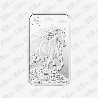Silver 10g Pamp Year of the Horse Bar in Assay w/ Sleeve