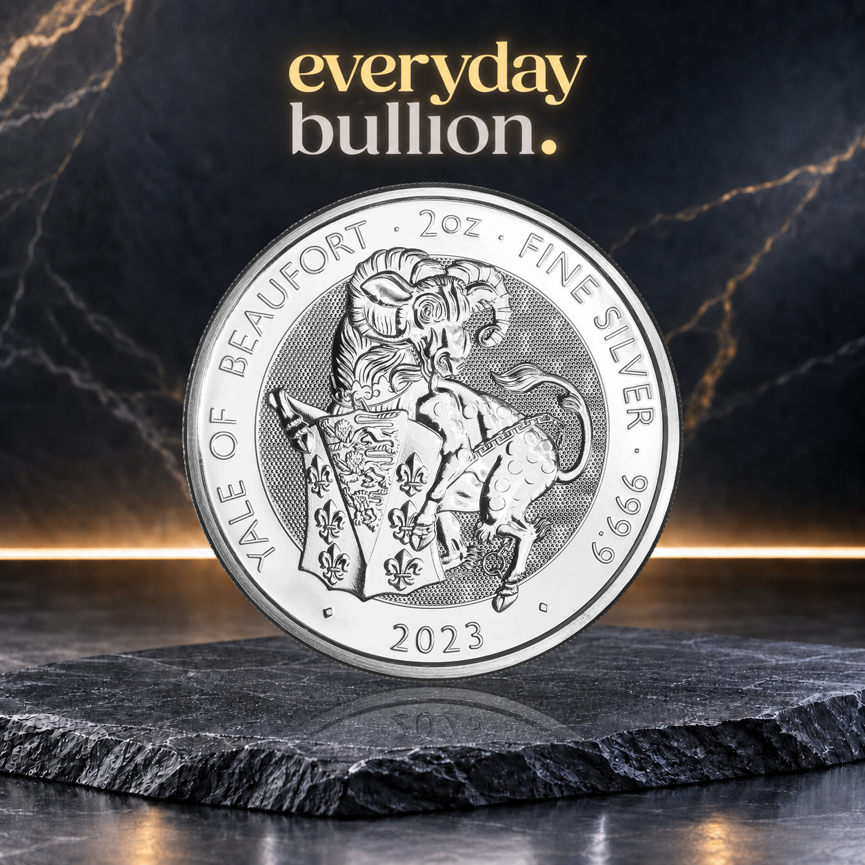 2023 Yale of Beaufort Royal Tudor Beasts £5 2oz .9999 Silver Bullion Coin – The Royal Mint