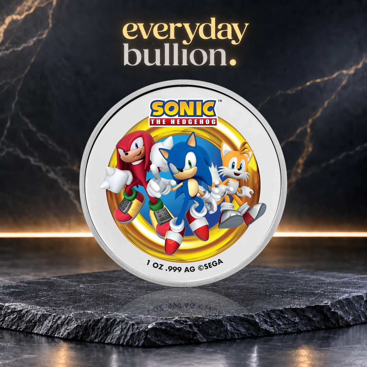 Sonic the Hedgehog™ 1oz .999 Fine Silver Colourised Round in TEP