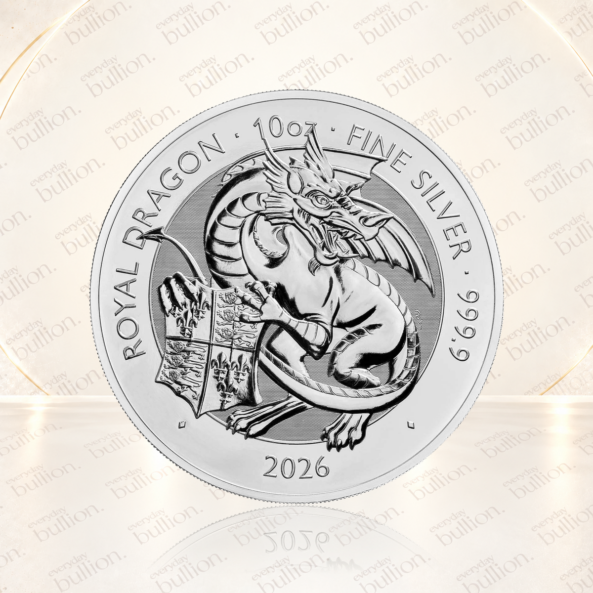 Royal Tudor Beasts Royal Dragon 2026 £10 10oz .9999 Silver Coin in Capsule - UK - Royal Mint