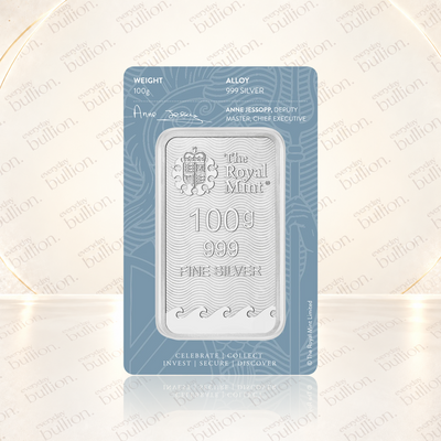 Britannia 100g .999 Fine Silver Minted Bar in Sealed Blister - United Kingdom - The Royal Mint