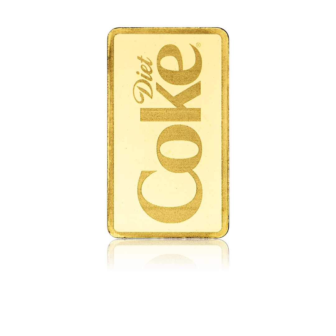 Diet Coke Coca-Cola® 1g .9999 Fine Gold Bar in CertiPAMP Assay
