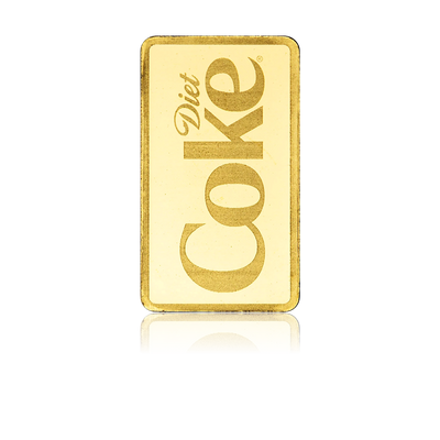 Diet Coke Coca-Cola® 1g .9999 Fine Gold Bar in CertiPAMP Assay