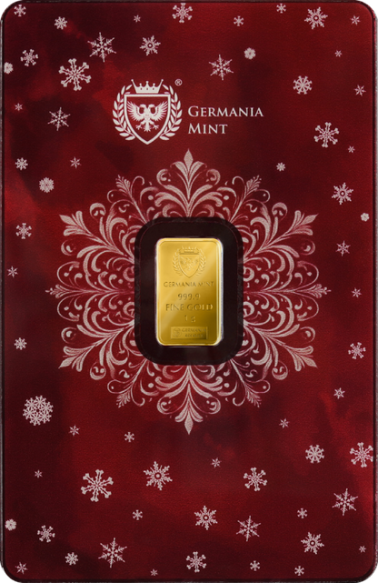 Germania Mint -1g Au999.9 Minted Bar - Christmas (SHIPPING WITHIN 2 WEEKS)