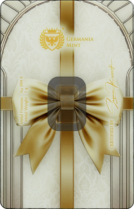 Germania Mint Gold Minted Bar 1 G - Best Wishes! With Casing