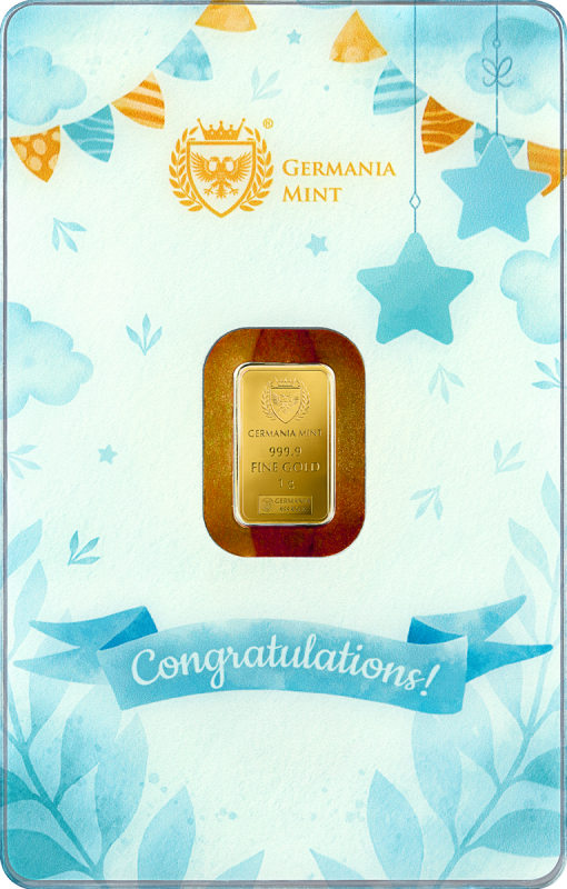 Germania Mint Gold Minted Bar 1g - New Born - Boy