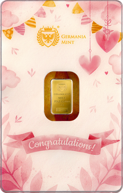 Germania Mint Gold Minted Bar 1g - New Born - Girl