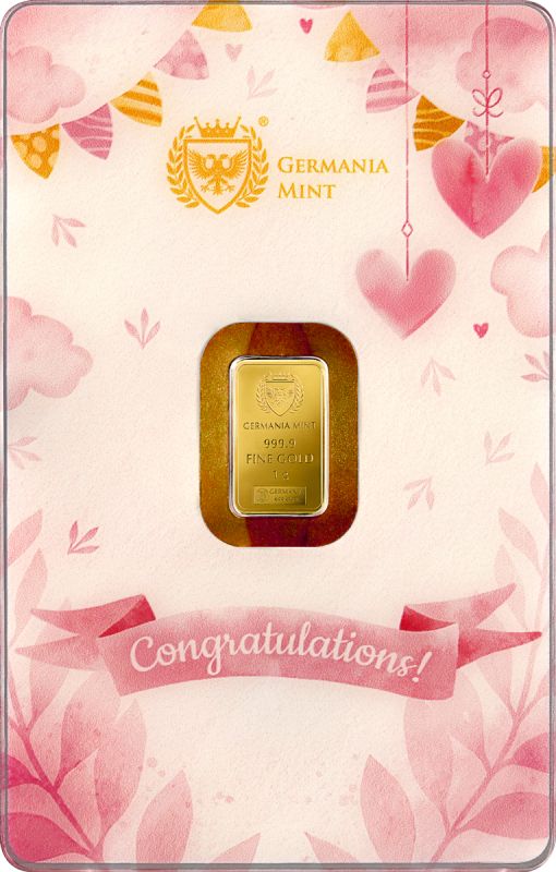 Germania Mint Gold Minted Bar 1g - New Born - Girl