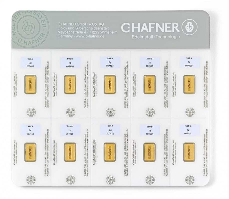 Gold Bar Au999.9 Hafner Smartpack - 10x2g ( 1 WEEK DELIVERY)