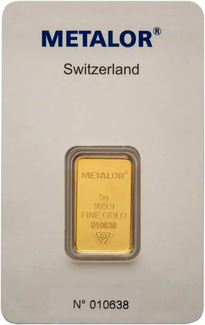 Metalor 5g Minted Gold Bullion Bar