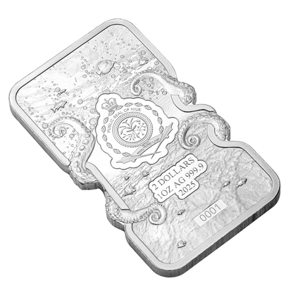 PAMP - Nature’s Grip 1oz Silver Legal Tender Bar - Giant Pacific Octopus