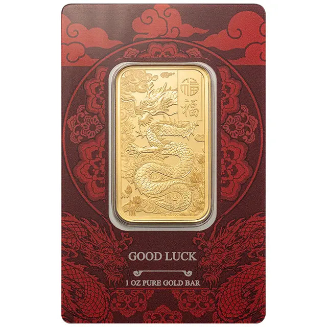 PAMP - 1 oz Gold Bar PAMP Suisse Good Luck Yellow Dragon (New in Assay)