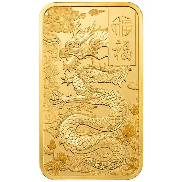 PAMP - 1 oz Gold Bar PAMP Suisse Good Luck Yellow Dragon (New in Assay)