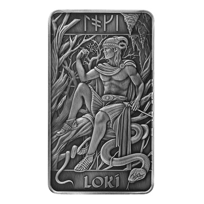 Loki 10oz Antiqued Silver Minted Bullion Bar