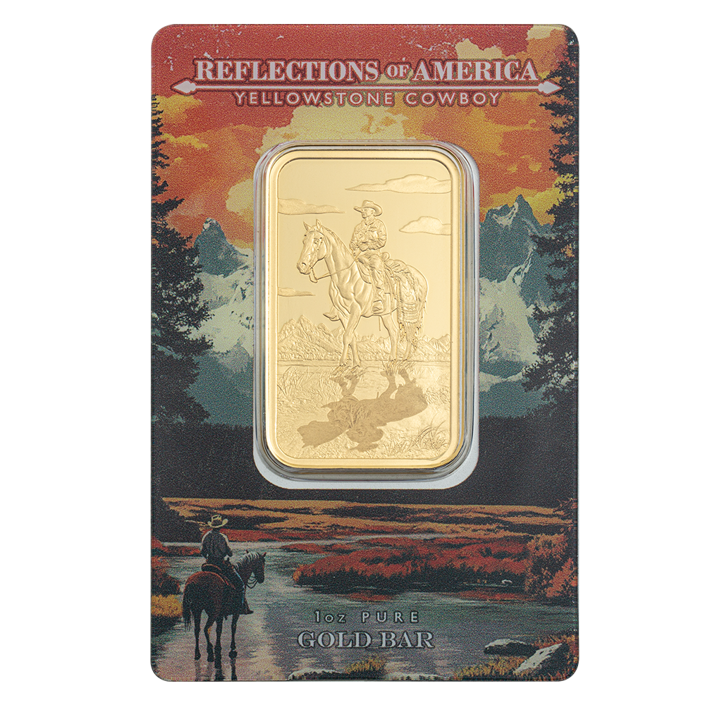 PAMP Reflections of America Yellowstone Cowboy 1oz Gold Bar (PRE ORDER COMING JANUARY 2026)